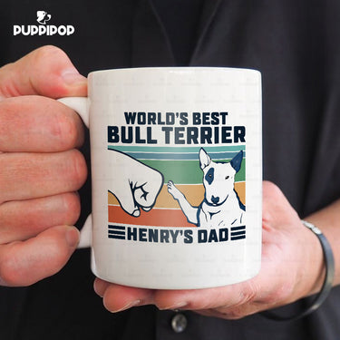 Custom Dog Mug - Personalized World's Best Bull Terrier Dad Gift For Dad - White Mug
